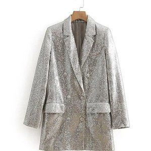 Double Breasted Sequin Blazer